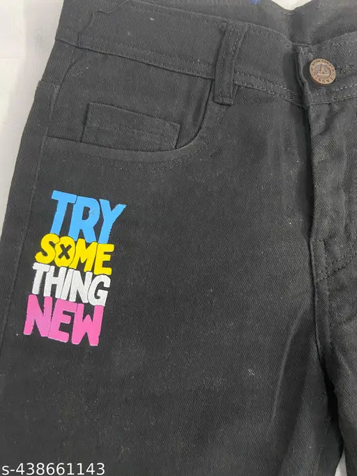 Black men's fashion print jeans