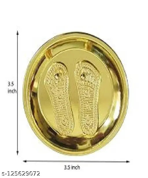 Golden brass Vastu Tortoise & Lakshmi Charan Paduka Yantra (9cm), Feng Shui wealth showpiece