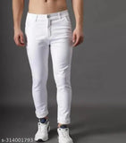 Denim flaying men's plain white jeans, solid fabric, size 28/30/32, made in India