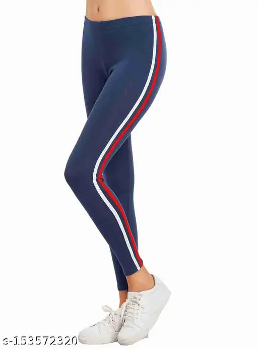 Cotton blend striped jeggings pack of 3, ultra stretchable and comfortable for sports and yoga, ankle length with skinny fit and elastic waistband