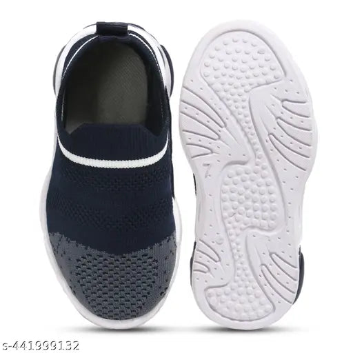 Blue and white slip-on walking shoes