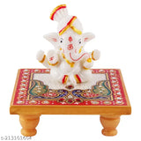 Italian marble Ganesh idols on Marble Sinhasan, white figurine for home Pooja Room