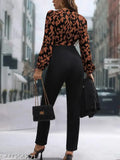 Classy Lycra printed net jumpsuit for women, long sleeves style