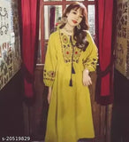 Rayon embroidered kurti for women, trendy three-quarter sleeves, XL (bust size 42in), Indian handcrafted fashion