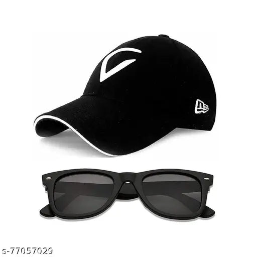 Tekzie solid cotton baseball cap, watch, sunglasses combo - modern hip-hop style for new boys (Pack of 3)