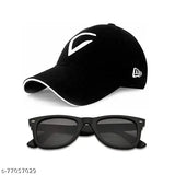 Tekzie solid cotton baseball cap, watch, sunglasses combo - modern hip-hop style for new boys (Pack of 3)