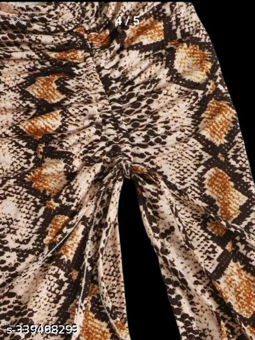 Black and gold snake print midi skirt with ruching detail