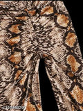 Black and gold snake print midi skirt with ruching detail