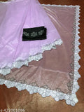 Silky organza saree with diamond work, Jimmy Choo-inspired design, Swarovski crystal embellishments