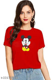 Stylish Mickey printed cotton t-shirt for women & girls (Pack 1), short sleeves, vibrant design perfect for summer outfits
