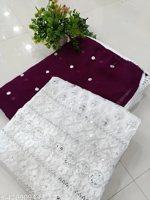 Embellished Zamato-Georgette Indian bridal saree with matching chiffon blouse, free size, length 5.3m saree and 0.8m blouse