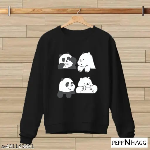 Cotton full-sleeve T-shirt with four panda print for kids, sizes from 2-16 years, India origin