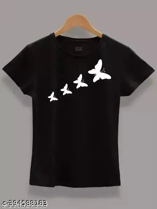 Elevajet Women's Half Sleeve Cotton T-Shirt (S, 34in bust size) - Printed design, casual summer top from India