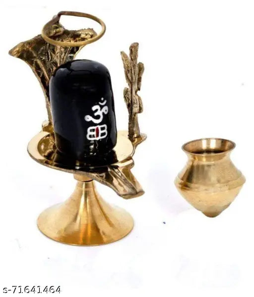 Brass Shiva Ling Lingam Statue, 8cm tall for Hindu Puja, traditional God idol for home worship and improving relationships