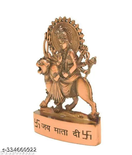 Metal brass religious idol Hindu Durga Goddess lion blessings