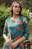 Women's Printed Cotton Blend Kurta Bottom Set, polyester palazzo bottoms with three-quarter sleeves, Indian craftsmanship, all-over printed design on display