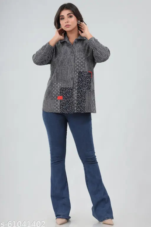 Cotton printed net Gianna Women's jacket, long sleeves, M-XXXL sizes on mannequin