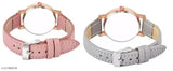 Rose gold-toned women's analog watch with pink straps, suitable for casual and festive styles