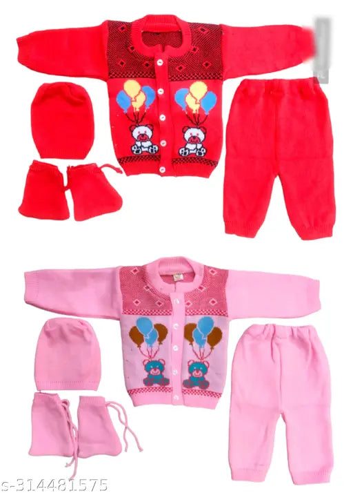 Acrylic baby sweaters for boys and girls, printed net design in 0-3M, 0-6M, 3-6M sizes, Made in India