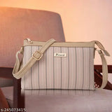 Beige and white crossbody shoulder bag, zip closure, women's fashion accessory
