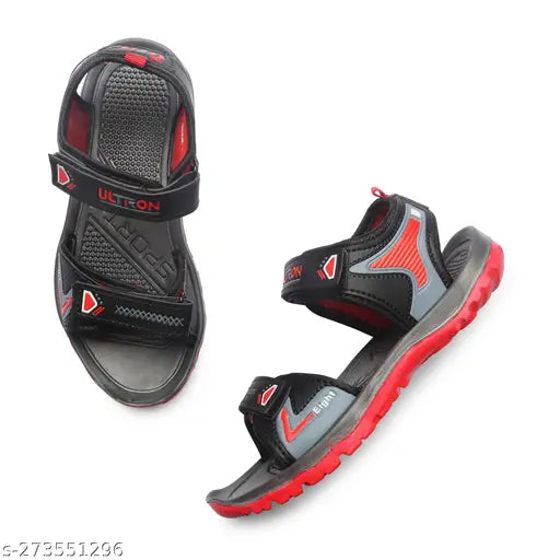 Synthetic Elecant kids sandals for boys in printed net, super comfortable with velcro closure, black color, high quality packaging, size 11x5, made in India