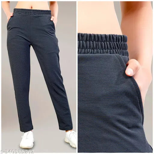 Black Women's Track Pants Combo Pack, 123 pieces, Plus Size PolyCotton blend with soft stretchable feel and coord textured lining. Ideal for yoga, gym, or daily wear. Designed for comfort and style. Available in multiple sizes (26-44). Indian origin product