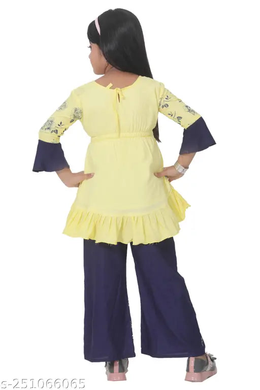 Printed rayon Plazo Set for Kids Girls, comfortable and stylish casual top and palazzo pants