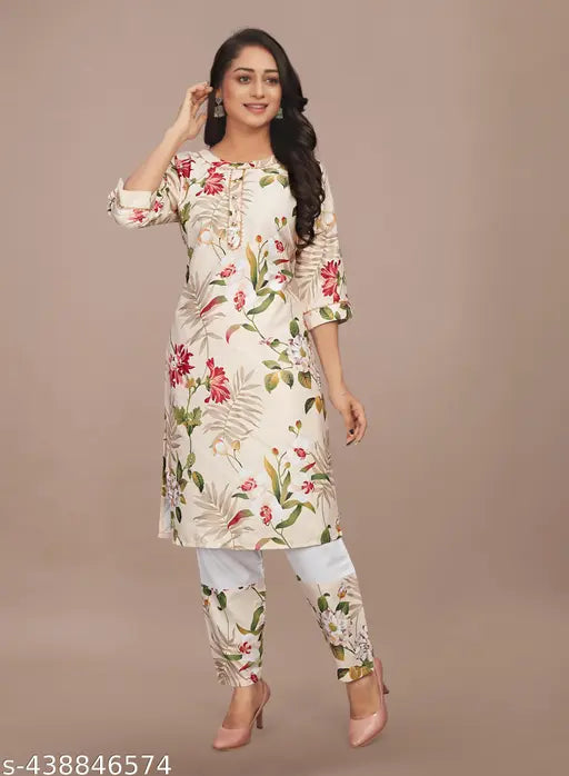Printed scuba co-ords for women, matching print top and bottom in trendy style, made in India