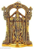 Golden finish metal Balaji wall hanging, traditional Indian spiritual decor, 22cm x 15cm x 4cm