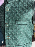Teal patterned boys' waistcoat with gold buttons from Nadwi Garments