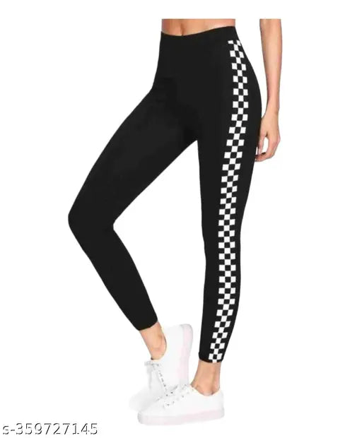 Cotton blend printed jegging tights for women's gym wear, vibrant pattern and versatile sizing from 26-32 inches