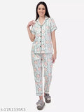 Panda print silk satin night suit, soft & stylish sleepwear with short sleeves and elastic waist
