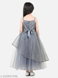 Grey net embellished party gown dress for kids ages 2-9, India origin