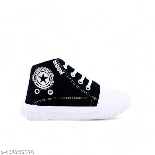 Stylish kids shoes, trendy black and white shoes for little boys and girls with laces