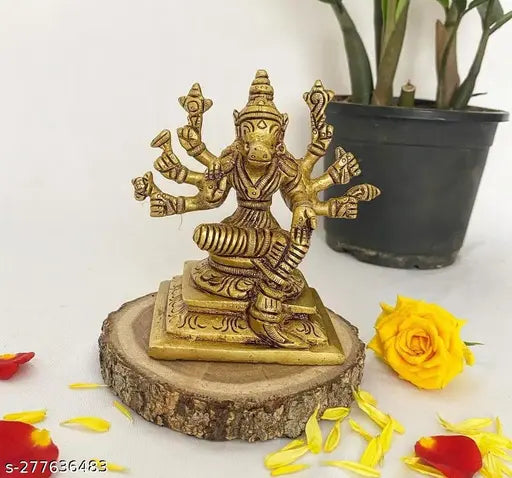 25-inch medium brass Varagi Amman statue, handcrafted Indian artifact