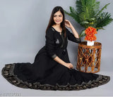 Black embroidered anarkali kurti with embellished border