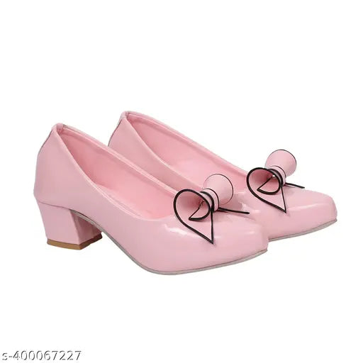 Pink velvet bellrina shoes with gold buckle accents