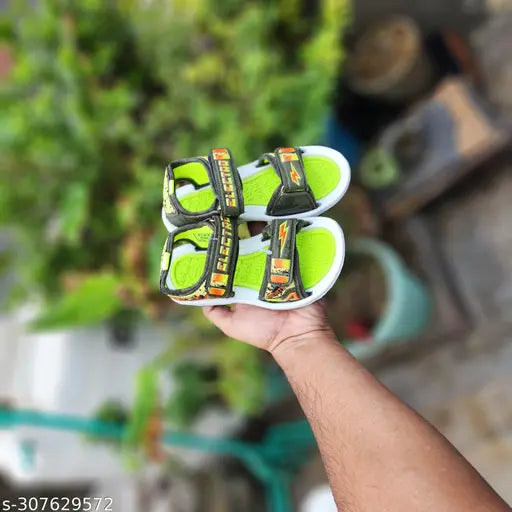 Yellow and black rubber casual sandals for kids