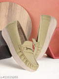 Tan synthetic leather ankle slip-ons, comfortable women's flat loafers