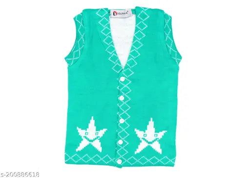 Khushu sleeveless wool sweater for baby girls and boys, soft and breathable winter wear in solid colors
