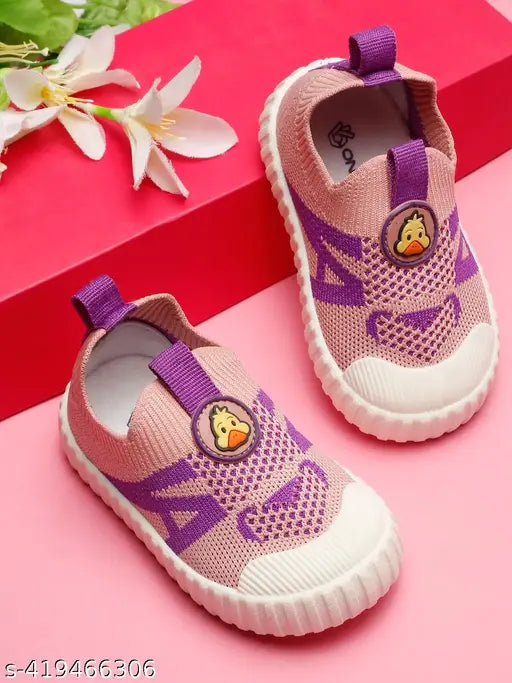 Pink & Purple cotton and PVC Ducky Toddlers' First Step Shoes - versatile, breathable, and comfortable for toddlers