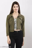 Solid denim women's jacket, long sleeves, size N, Indian-made fashion jacket