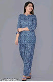 Rayon printed nightsuit, three-quarter sleeves, Indian-made woman's pyjamas