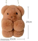 Tan teddy bear shoulder bag cross body sling bag for girls women