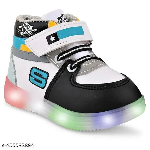 Black, white, blue and pink unisex sneakers with flashing LED lights