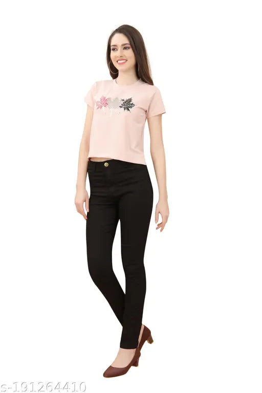 White cotton printed crop T-shirts pack of 2 for women, adds elegance to western outfits