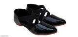 Black nubuck embellished sandals with closed back, India-made (sizes: IND-3 to IND-8)
