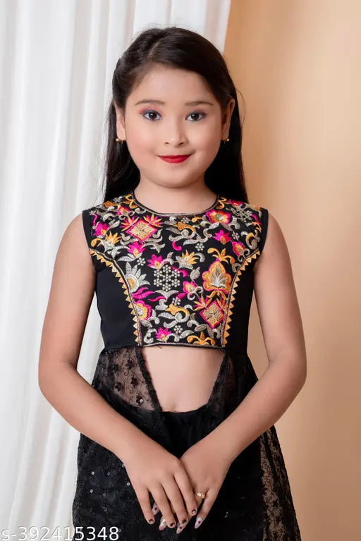 Cotton blend embroidered palazzo for stylish girls dress (size: 5-6 years) from India