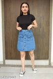 Denim solid-colored western skirt for fashionable women, size 28/30/32, made in India