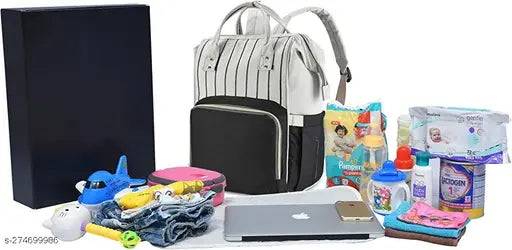 Grey waterproof travel diaper bag with large capacity and multi-functional design by Lil Sprouts, perfect for mothers on the go